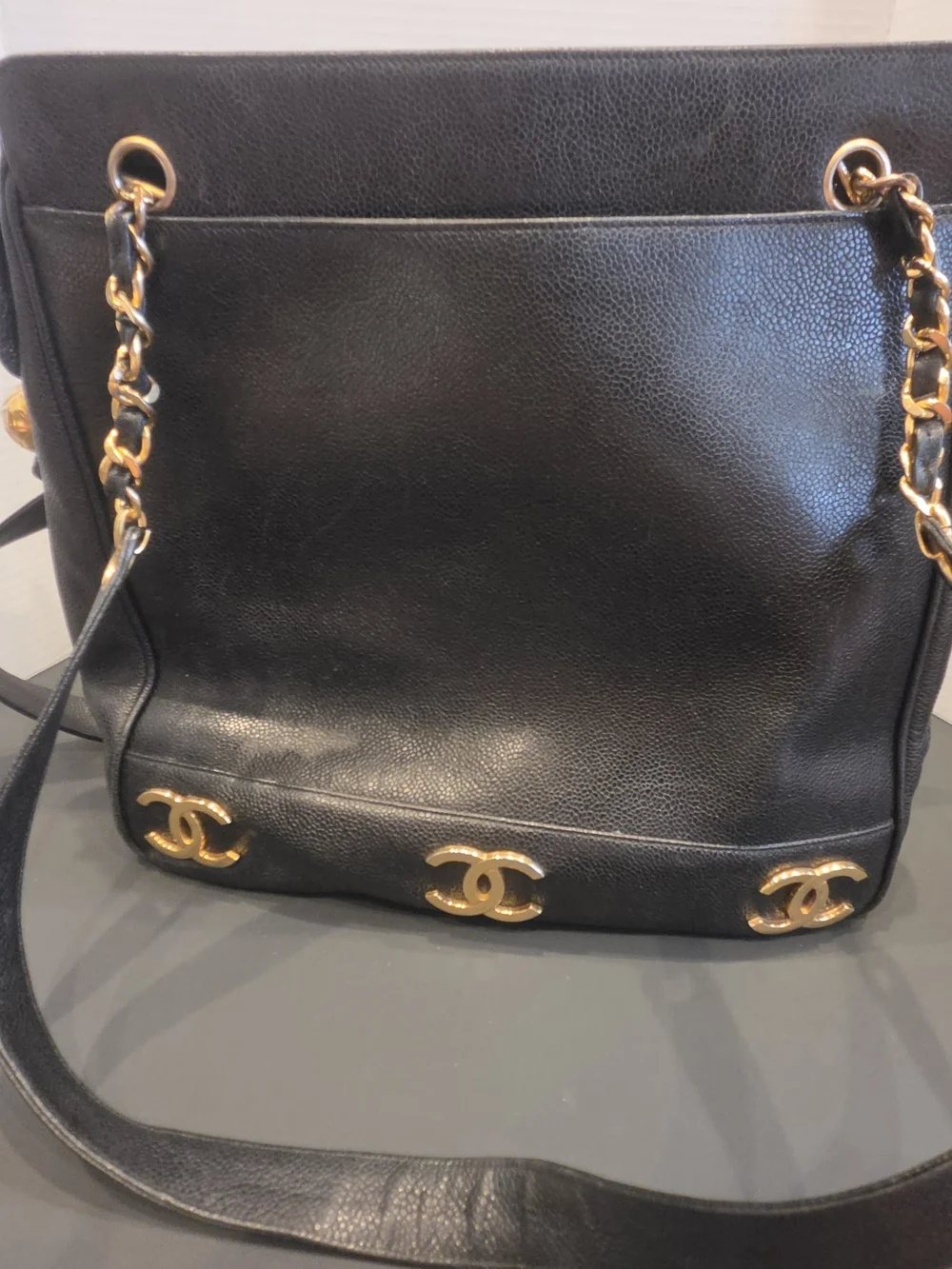 Chanel Black Leather Chain-Handle Shoulder Bag